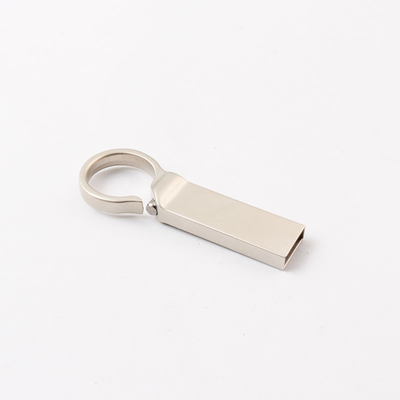 Custom Logo Silver Matt Metal USB Flash Drive 2.0 64GB 128GB 20MB/S Dengan Keyring