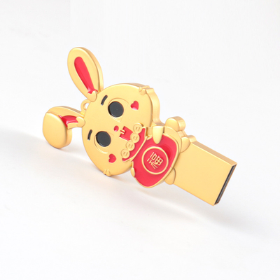 USB Flash Drive Logam Berbentuk Kelinci Grade A Chip 128GB 80MB/Detik Standar Eropa