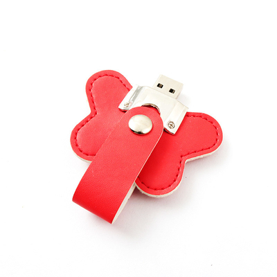USB Flash Drive Kulit Berbentuk Bunga 32GB 256GB Logo Timbul