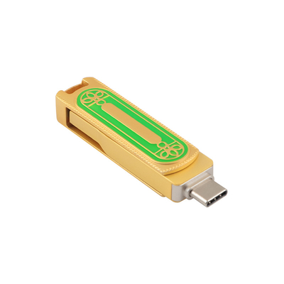 Warna Hijau Dan Emas Tipe C USB Kecepatan Tinggi 128GB 256GB 512GB 150MBS