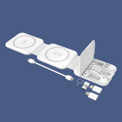 Magnetic Two In One Wireless Charger Dengan USB Dan Micro Lightning SMI Card Ejector