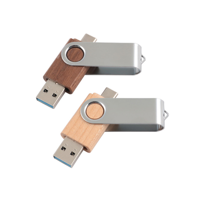 USB A dan Tipe C bersama-sama USB Memori Kayu Dengan Jangkauan Operasi 0°C hingga 60°C