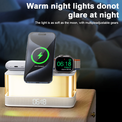 Colorful Lights Wireless Charger untuk iPhone iWatch dan AirPods dengan Speaker Bluetooth