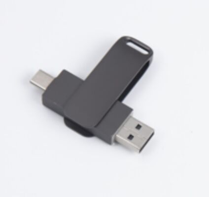 Flash Drive USB 3.0 Hitam dengan Port Tipe C, Kompatibel untuk Ponsel dan Komputer, Kapasitas 256GB 512GB 1TB