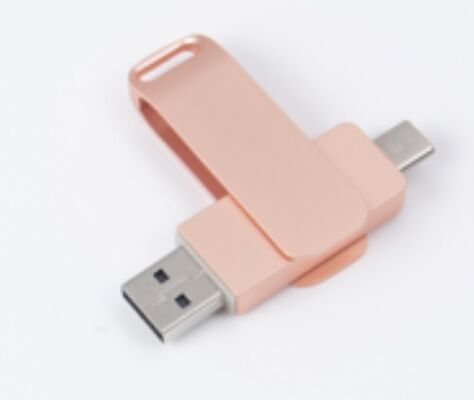 Flash Drive USB 3.0 Rose Gold Dengan Port Tipe C Ganda Kompatibel untuk Ponsel dan Komputer 256GB 512GB