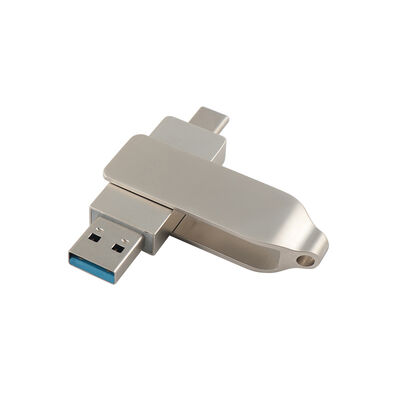 Bodi Retro Warna Perak dengan USB Tipe C 128GB 256GB USB Kecepatan Tinggi Ukuran 71.4*16.8*10.1Mm