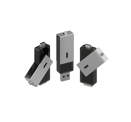 Klip Perak USB Dapat Berputar 360 Derajat Dan USB A Dan Tipe C Keduanya Dapat Diperpanjang USB Flash Drive