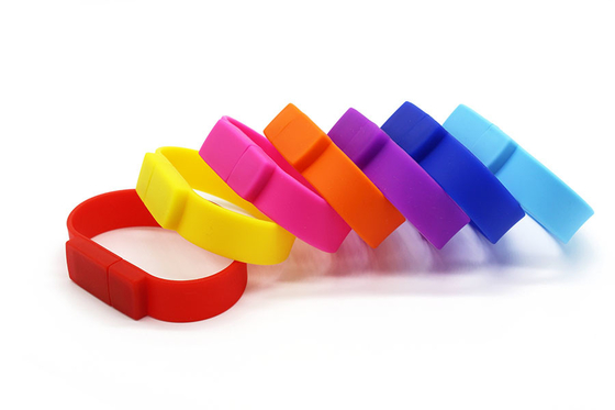 cetak logo Silicone Usb Bracelet Flash Drive 32GB 64GB FCC disetujui