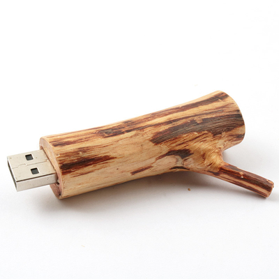 Bentuk Akar Pohon Kayu USB Flash Drive 256GB Embossing Logo