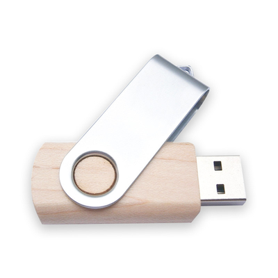 Twist Shaped Wooden USB Drive Metal Case Bambu Warna Embossing LOGO