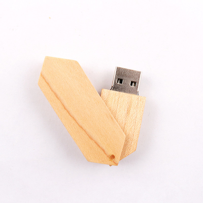 180 Derajat Putar Kayu USB Flash Drive 2.0 Dan USB 3.0 50-100MB / S Logo Embossing