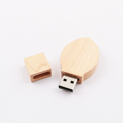 Kayu Berbentuk Daun Usb 3.0 Kecepatan 100MB-80MB/Detik Ukiran Logo Kedua Sisi