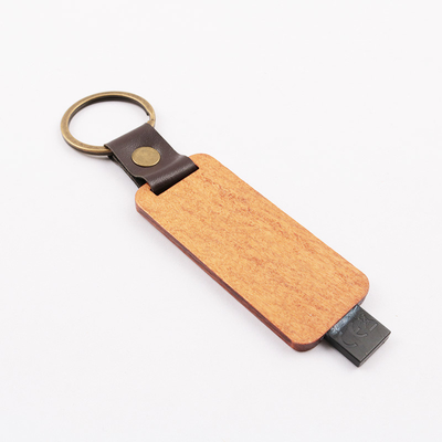 Hadiah Logo Timbul Kulit Kayu USB Flash Drive 80MB/Detik Standar Eropa