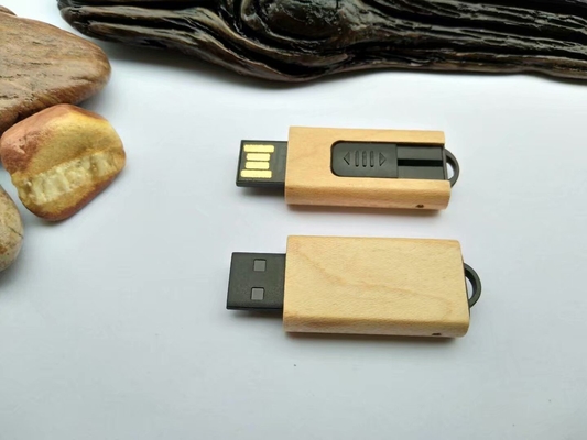 Plug Style Wooden USB Drive Maple Wooden Case Color Embossing And Print LOGO