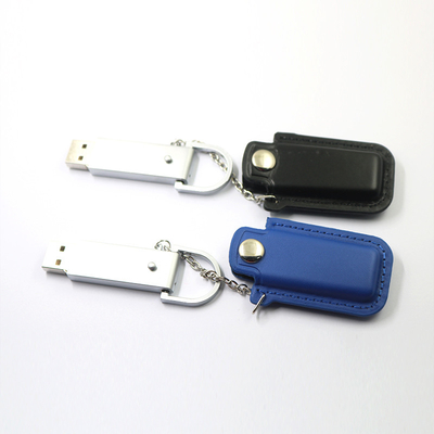 Embossing Logo Kulit Flash Drive 128GB 32GB Memory Stick Kapasitas Tinggi