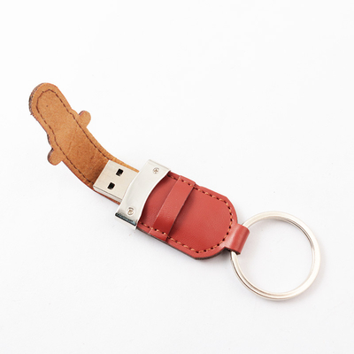 PU Cover Dan Leather Usb Stick Dengan Metal Ring 2.0 Portable 64GB 128GB 30MB/S