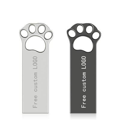 Dog Paw Shapes Metal USB Flash Drive 2.0 128GB 256GB 15MB/D Kecepatan