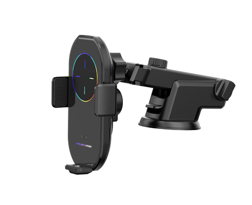10W Car Phone Mount Wireless Charger Lapisan Plastik ABS Logo OEM