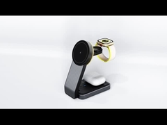 Pengisian Nirkabel yang Dapat Dilipat 3 Dalam Satu Pengisian Cepat 15W Hitam Putih